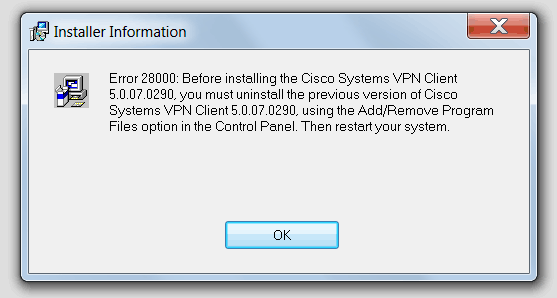 cisco vpn client getting 433 error